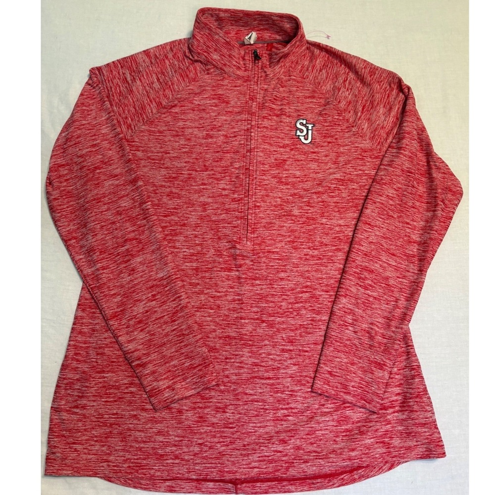 St Johns Under Armour Quarter Zip HeatGear Pullover Womens Large Red Space Dye